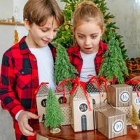 kids excited about their advent calendar