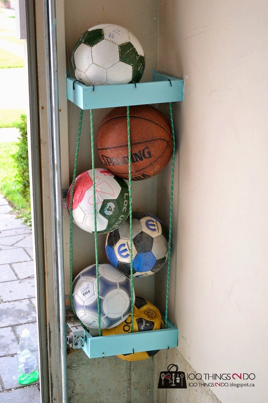 diy sport ball storage in garage