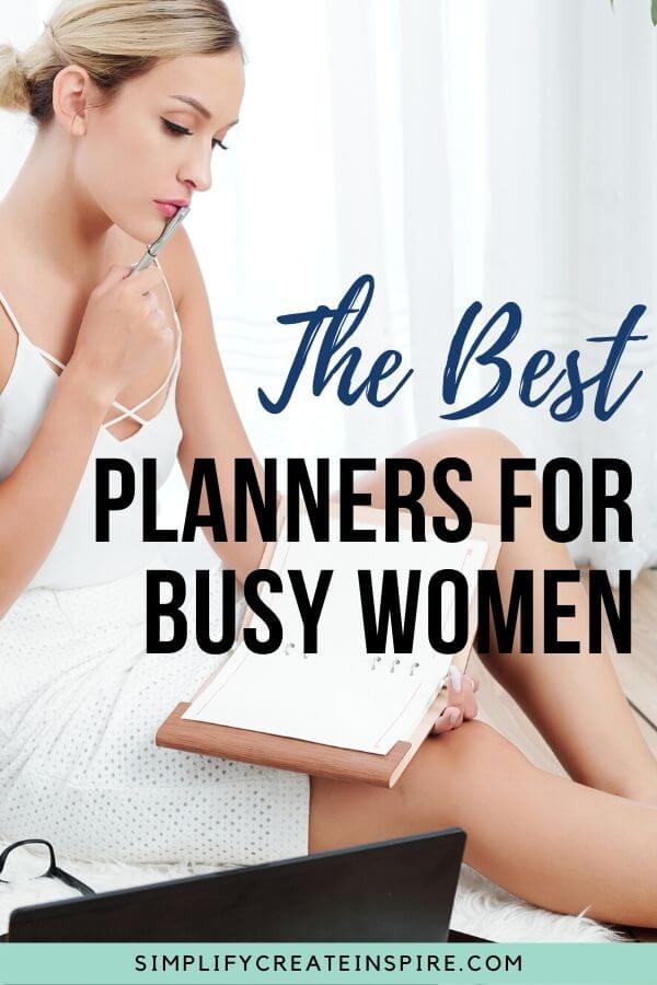 woman with her planner on her lap and text that reads best planners for women