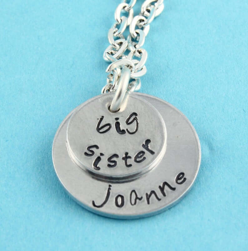 big sister necklace stamped