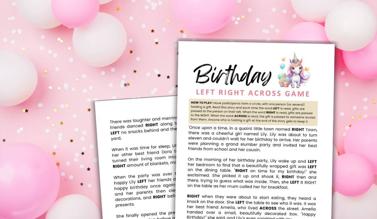 birthday left right game printable.