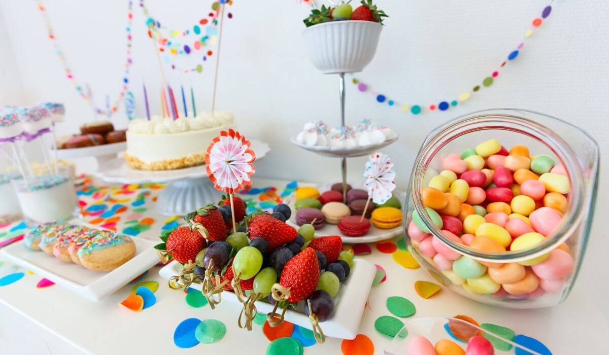 birthday party snack table for a kids party