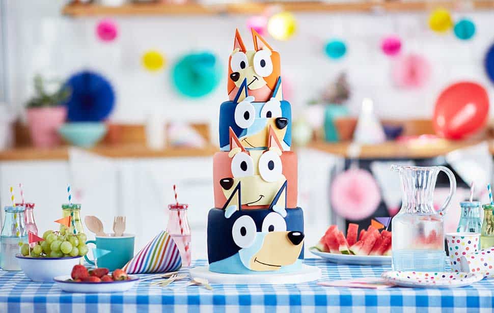 bluey stacked birthday cake