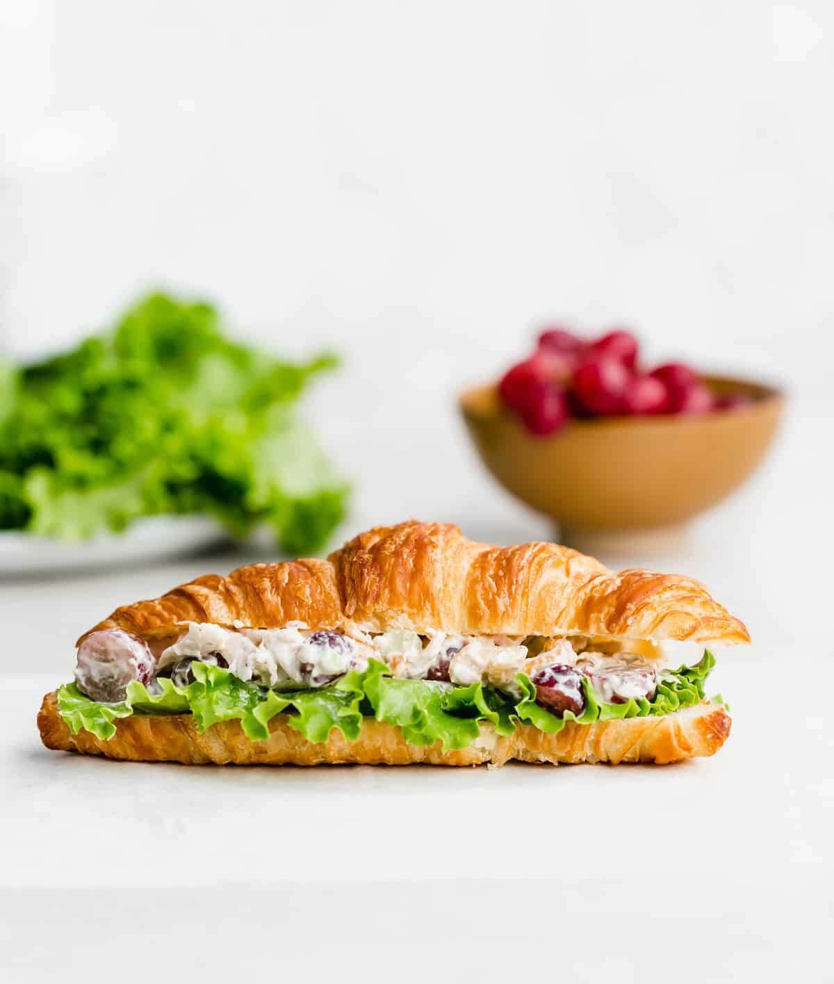 chicken salad sandwich on a table