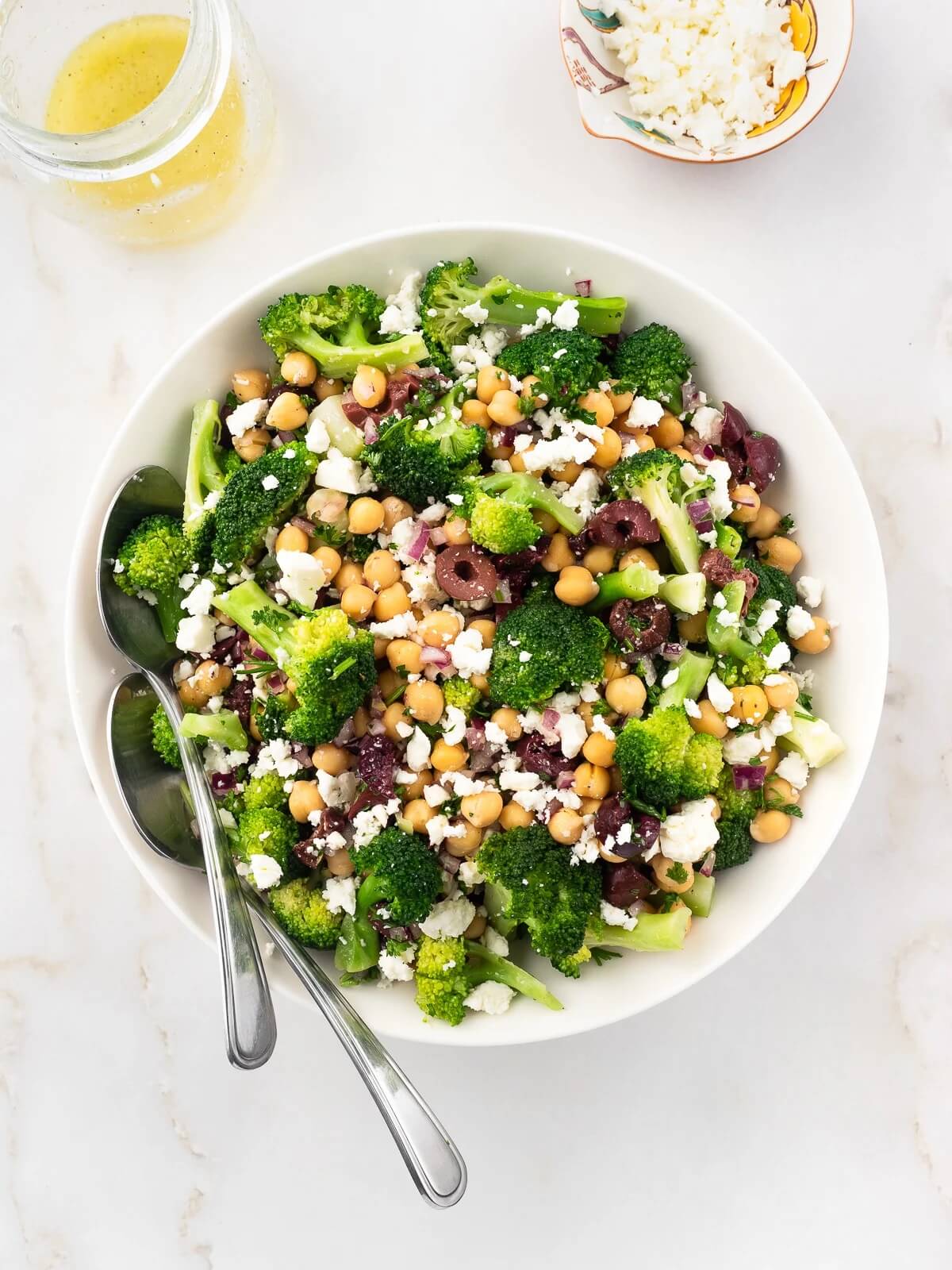 chickpea salad in a bowl with spoon