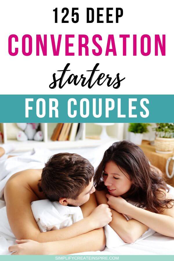 pinterest image - text reads 125 deep conversation starters for couples