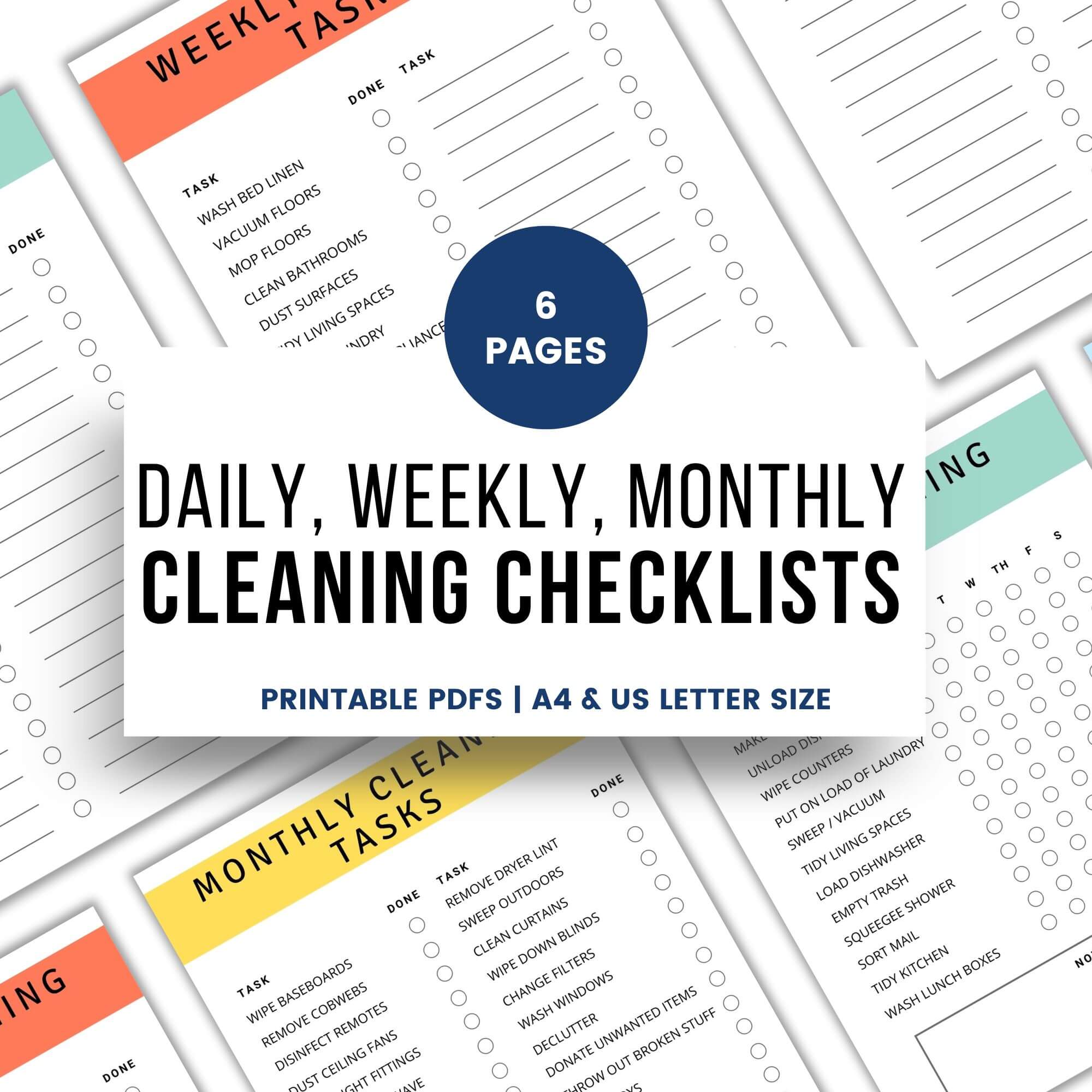 daily weekly monthly cleaning checklists