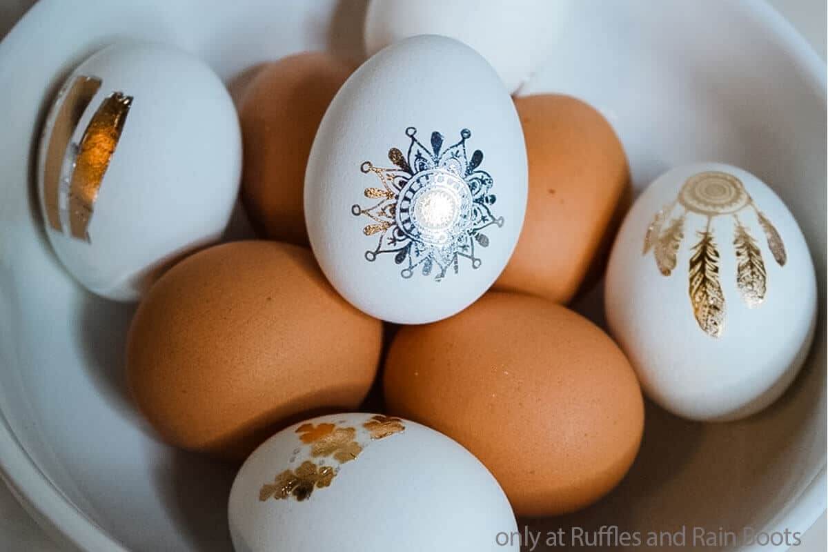 boho chic tattoo decorated easter eggs