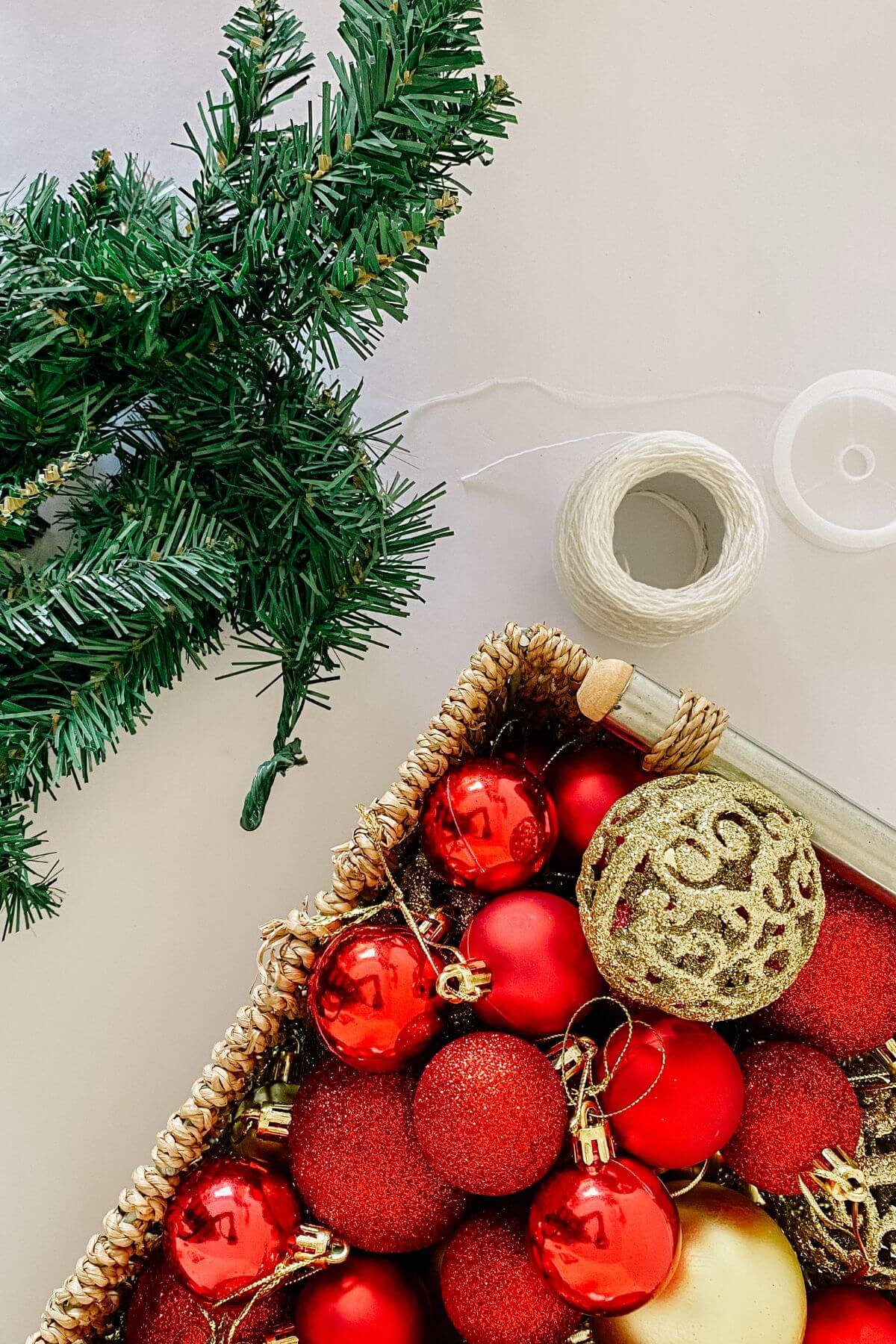 materials to make a homemade ornament garland