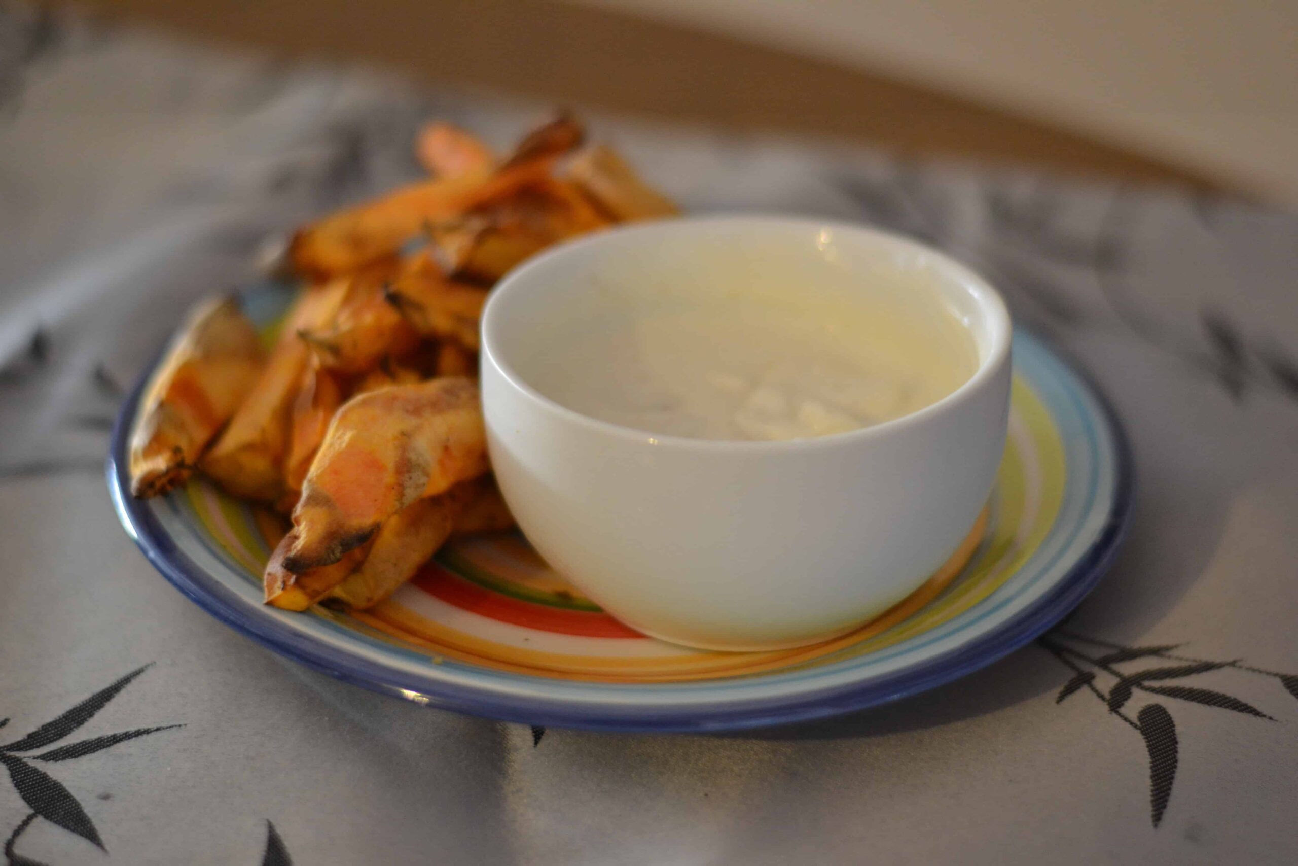 Air Fryer Sweet Potato Fries with greek yoghurt dip