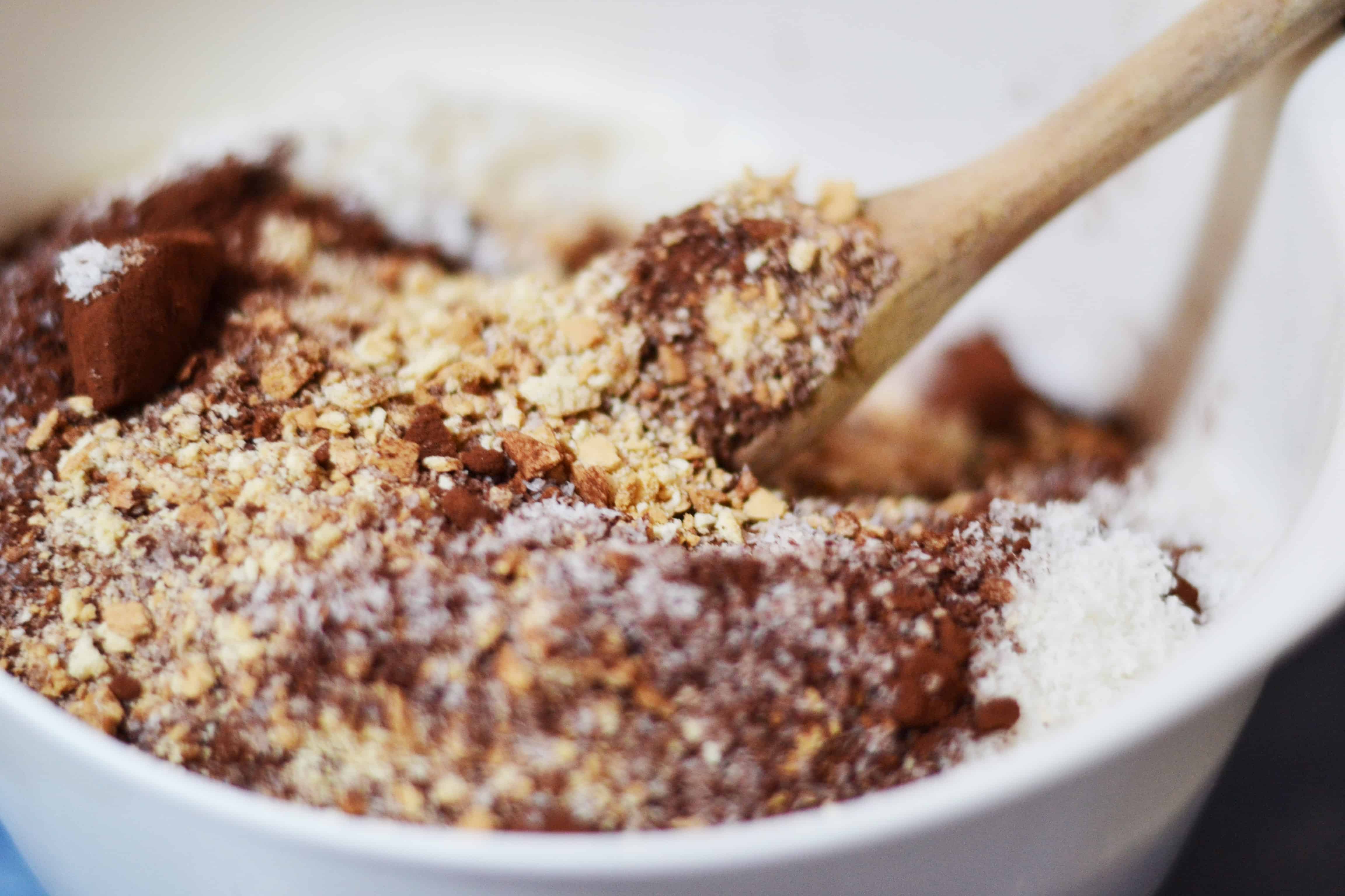 Mixing ingredients for rum balls