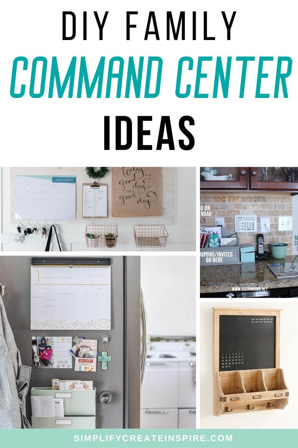 Pinterest image - text reads diy family command center ideas