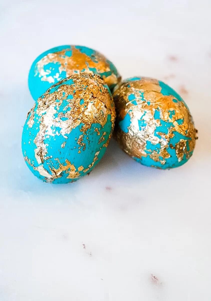 blue and gold gilded easter eggs