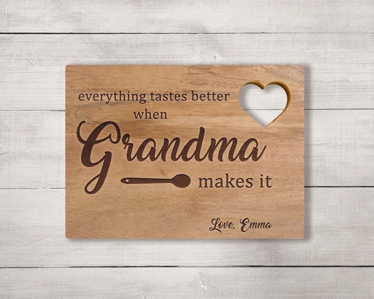 personalised wooden chopping board with grandmother message