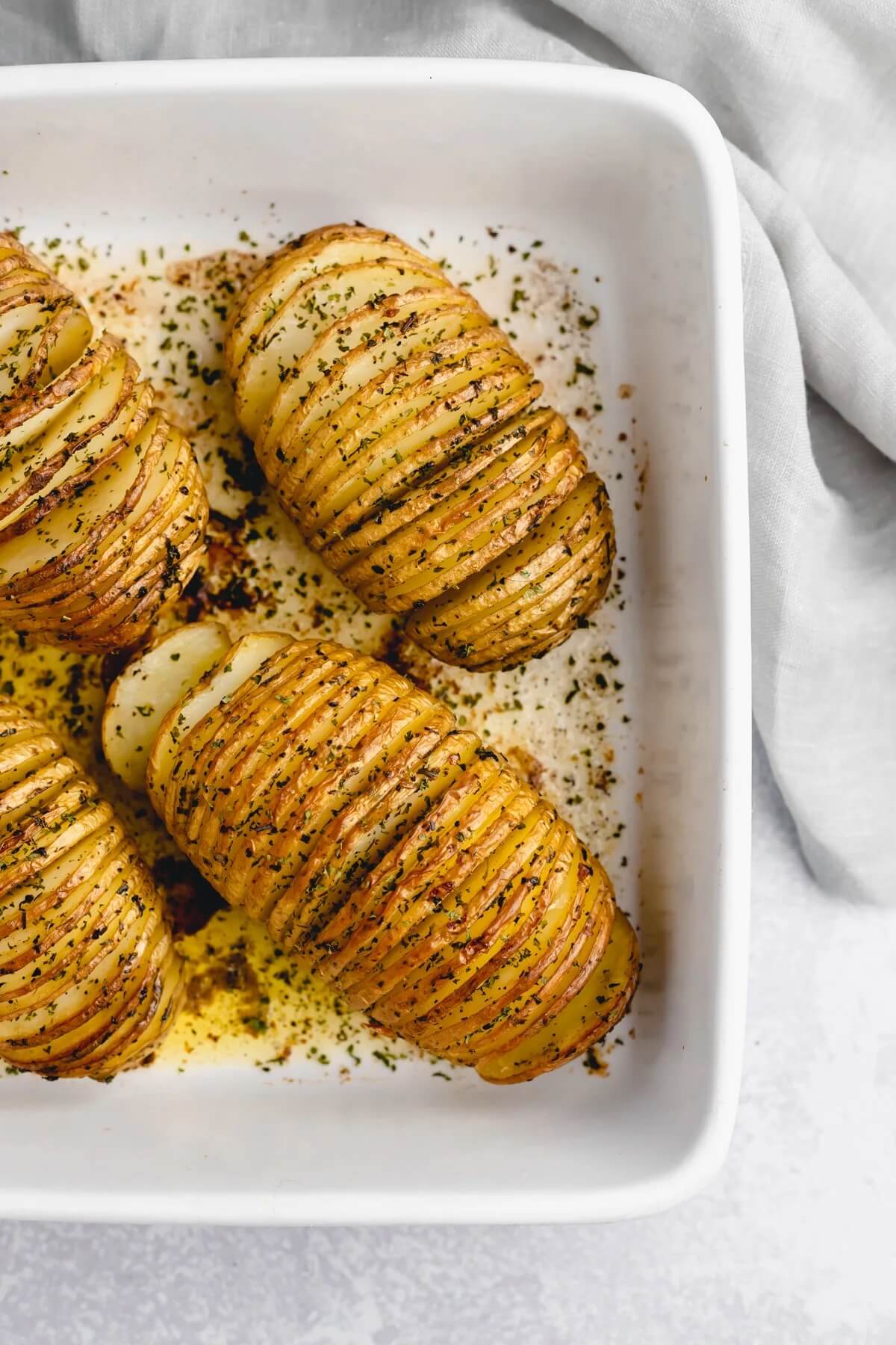 hassleback potatoes in a dish