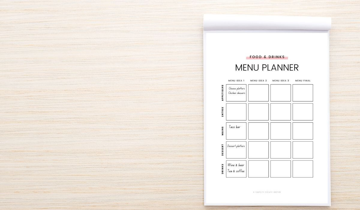 birthday party menu planner