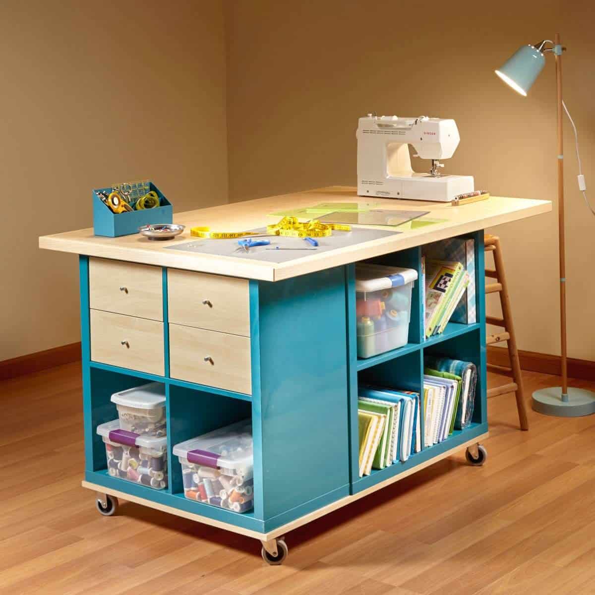 Ikea Kallax hack workbench and sewing table