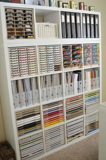 Craft room storage for scrapbooking