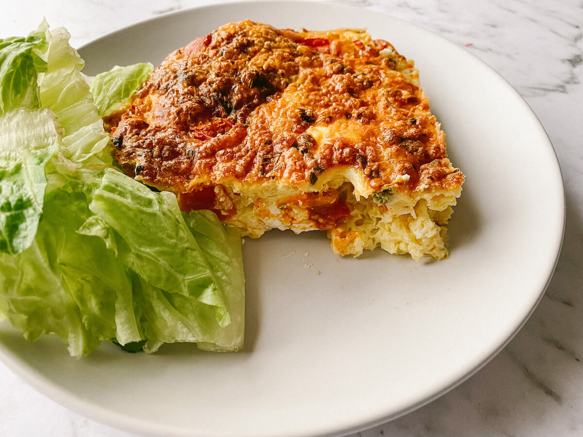 Oven Baked Frittata with salad