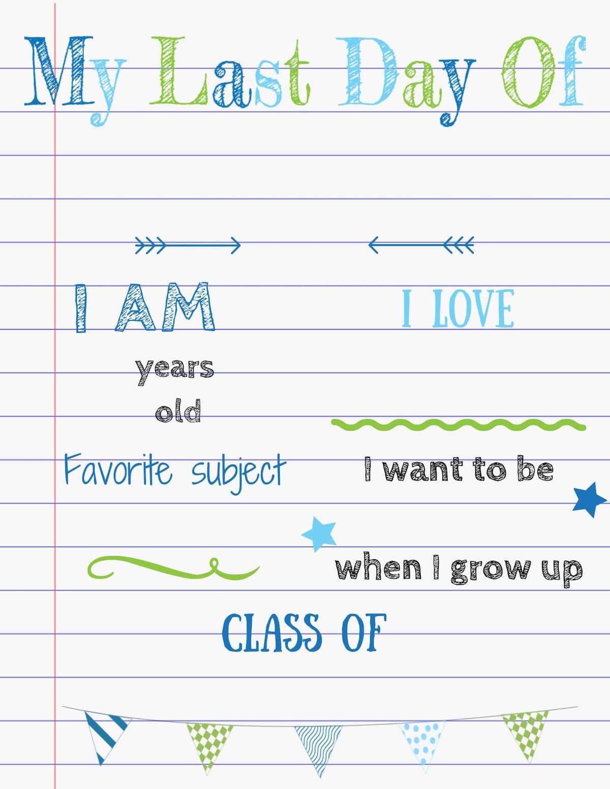 last day of school notebook printable