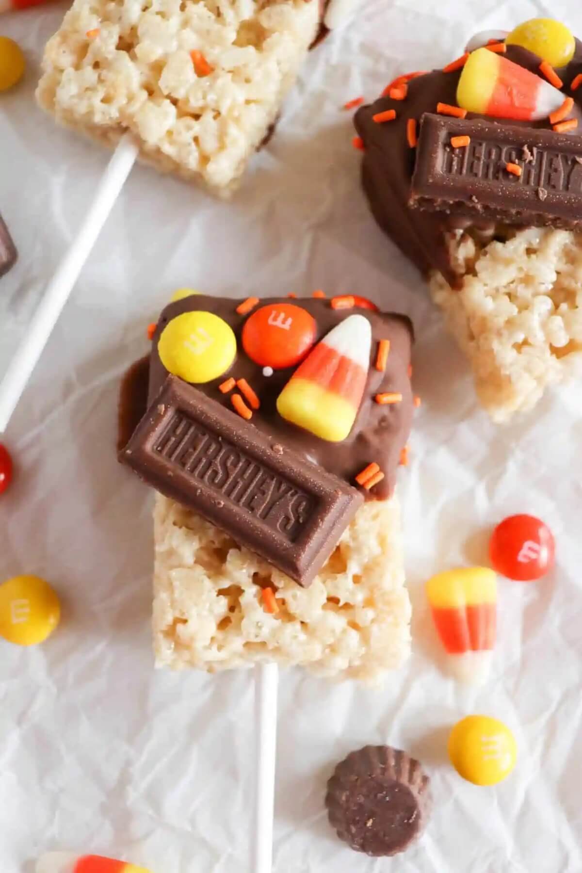 leftover halloween candy rice krispie treats