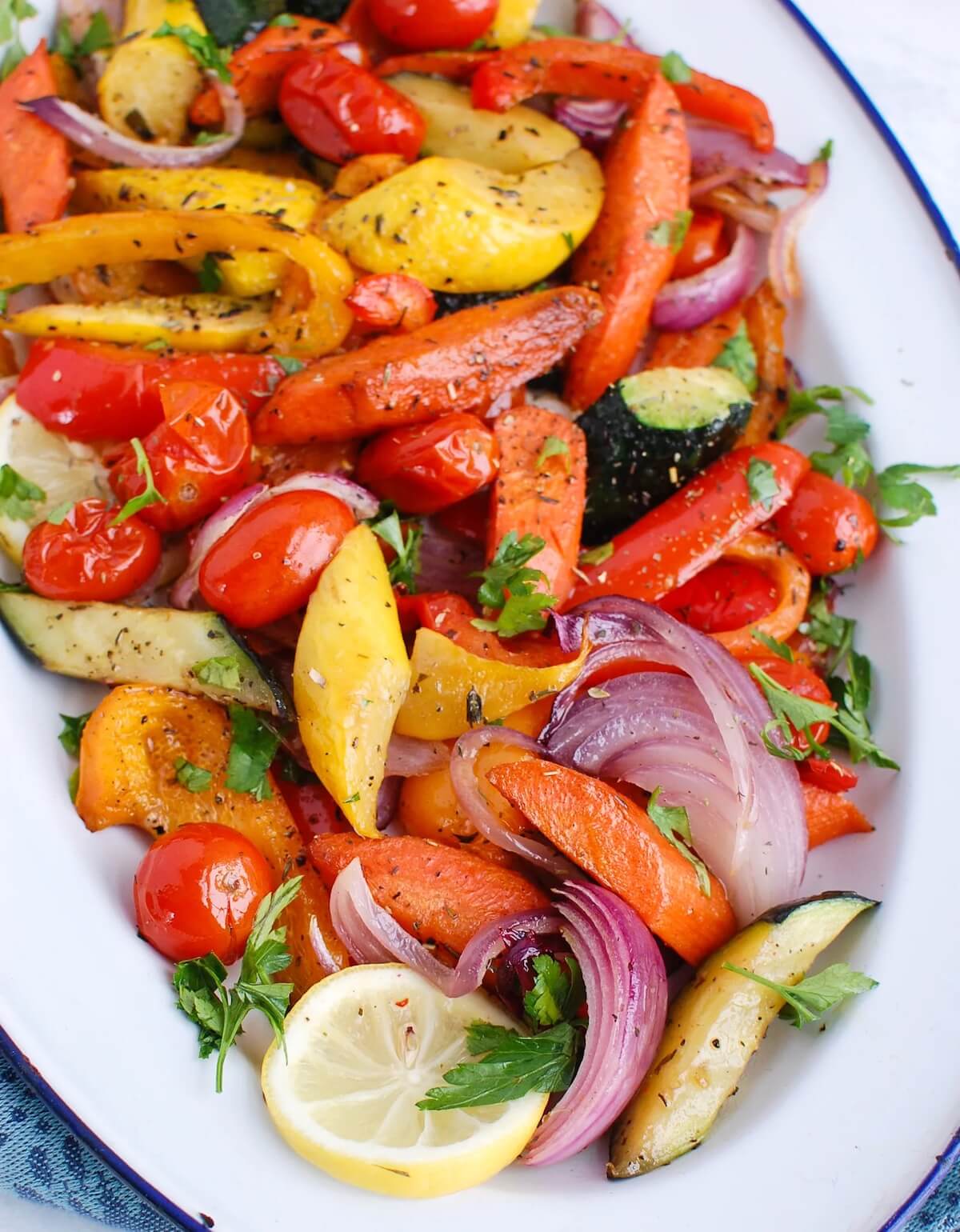 serving tray with roasted vegetables