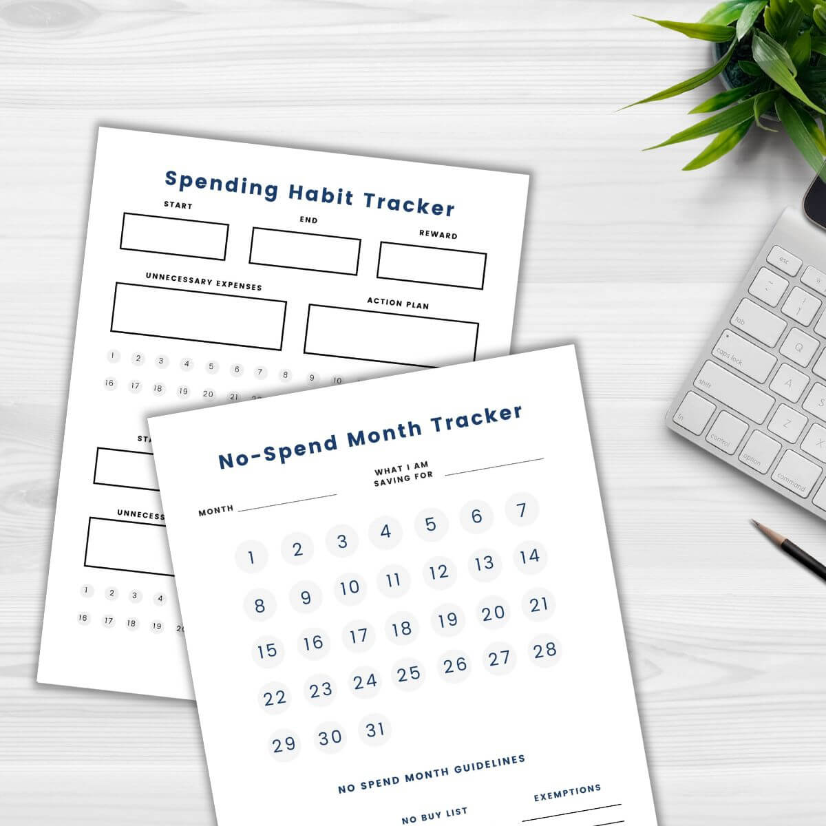 no spend challenge printables