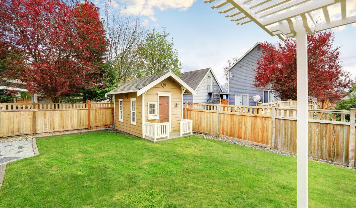 cubby house in a small backyard