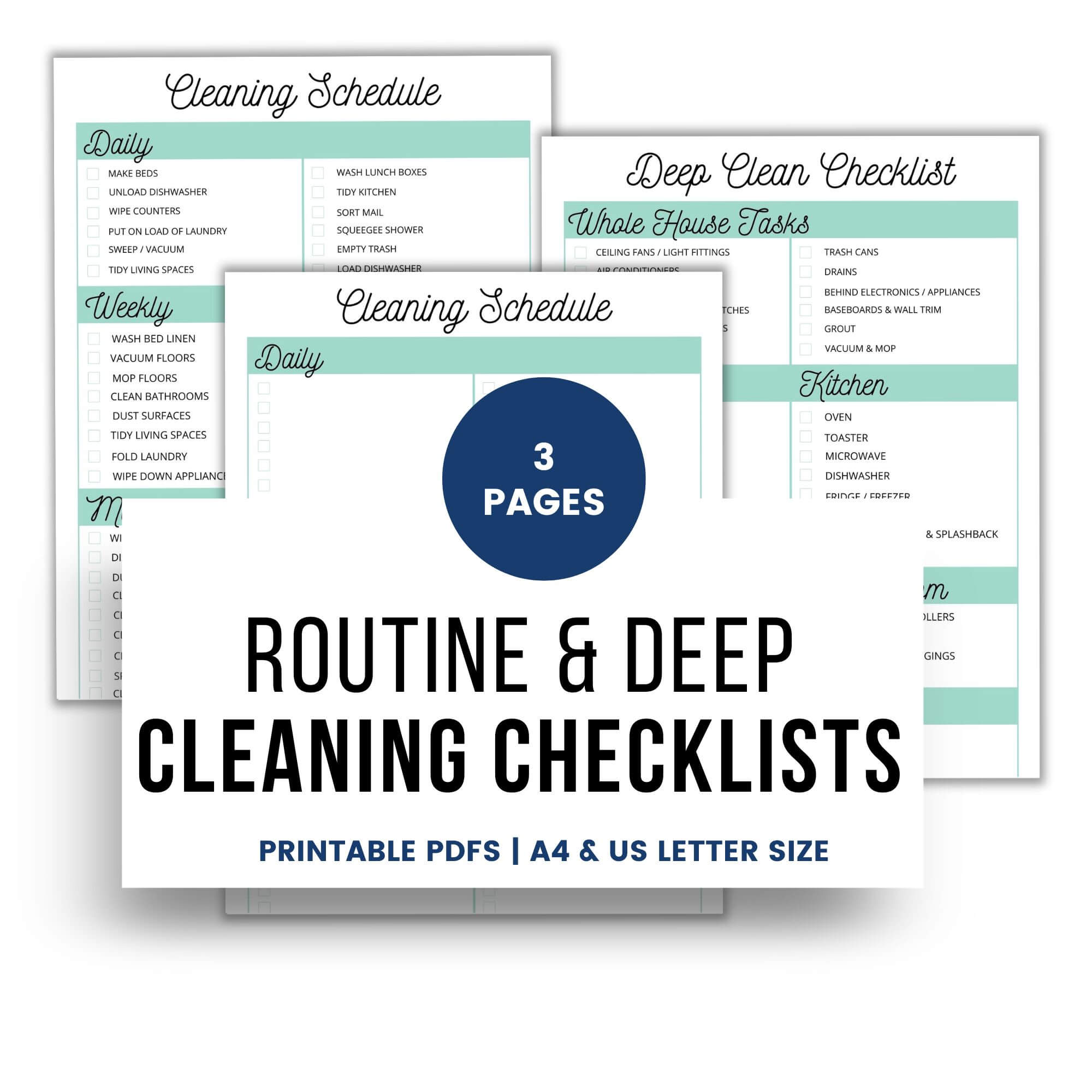 routine and deep cleaning checklists