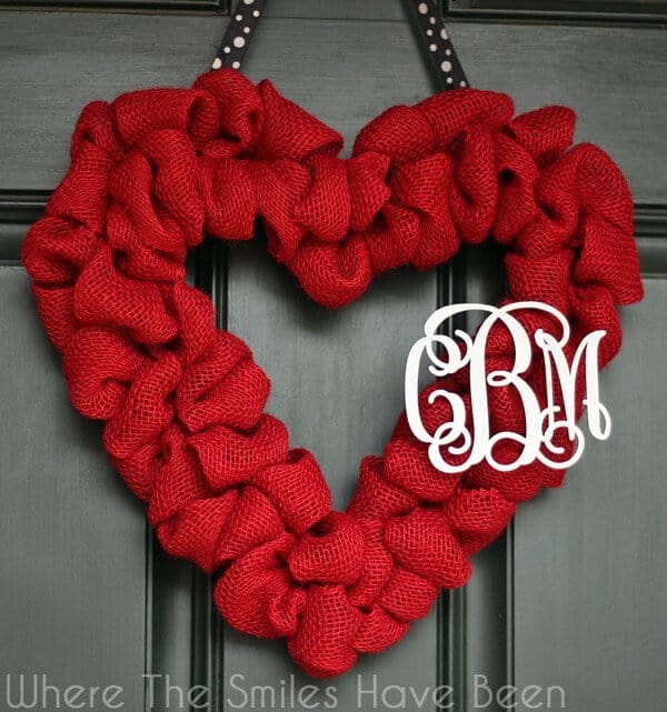 Valentine's Day Burlap wreath with monogram