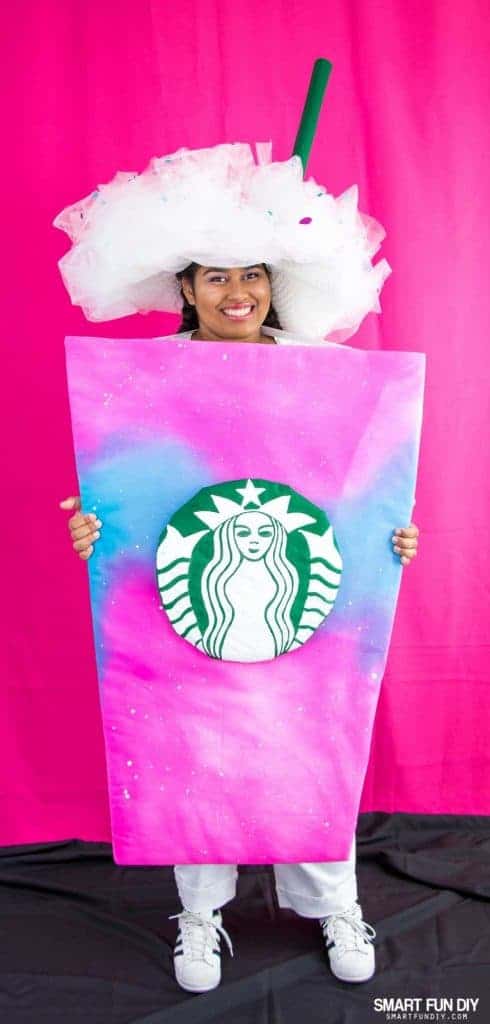 DIY unicorn frappuccino Starbucks costume for Halloween