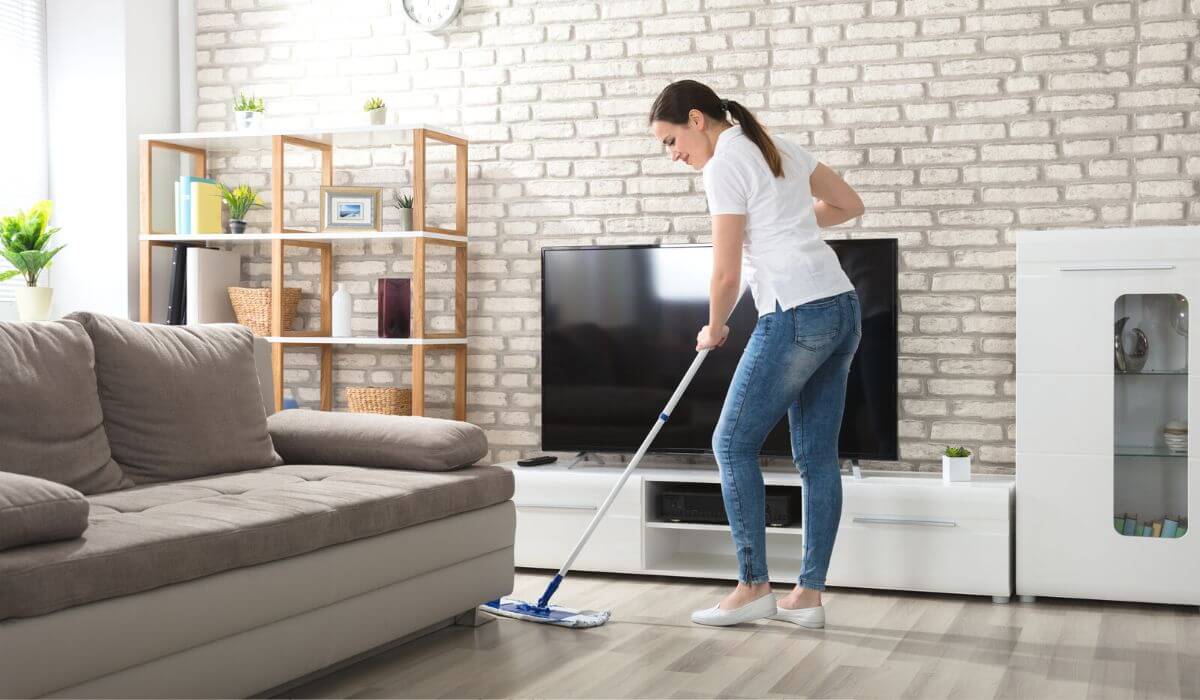 woman mopping her floor