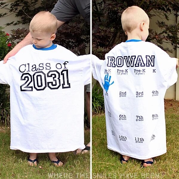 yearly back to school shirt with handprints