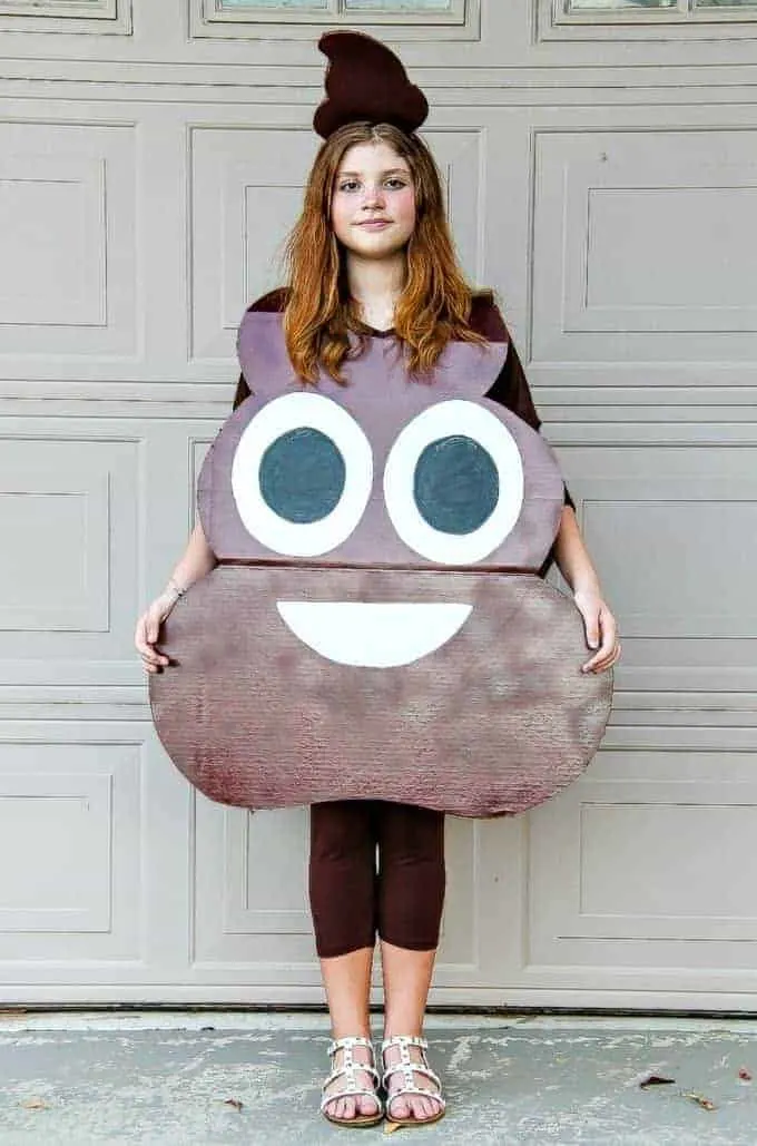 DIY poop emoji costume from cardboard