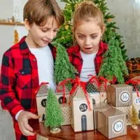 kids excited about their advent calendar