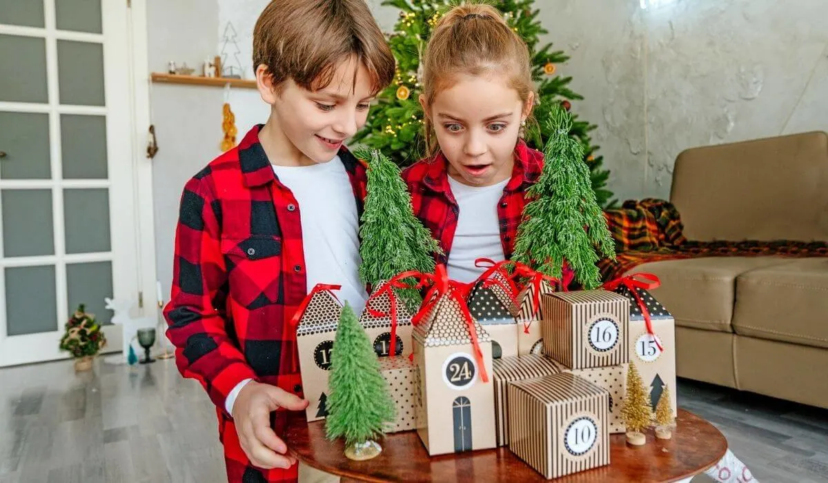 kids excited about their advent calendar