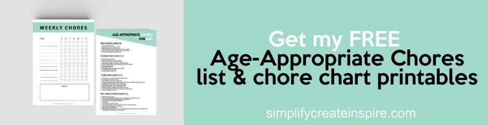 age appropriate chores printable