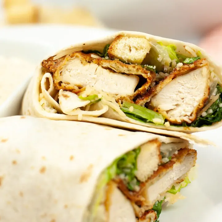 air fryer crispy chicken caesar wraps