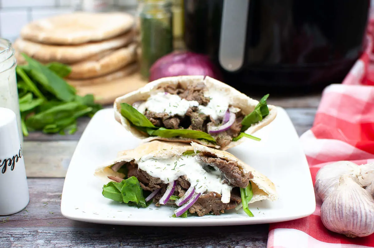 Air Fryer Steak Gyros Recipe With Homemade Tzatziki Sauce