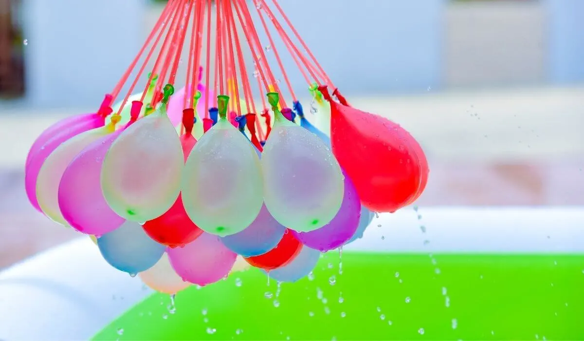 bunch of water balloons filled with water