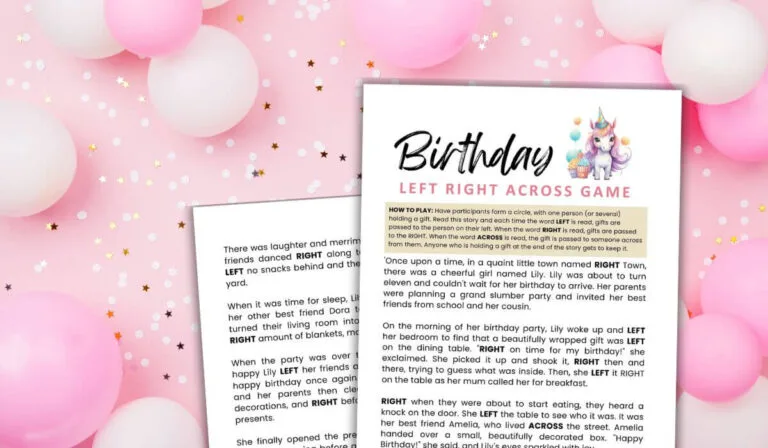 birthday left right game printable.