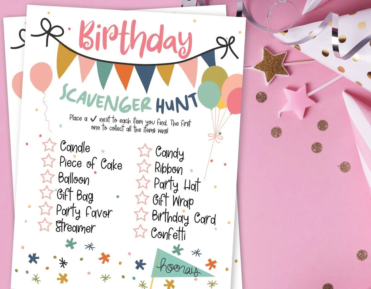 birthday scavenger hunt printable