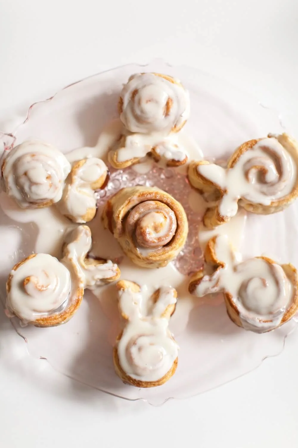 Bunny ear cinnamon rolls on a serving dish