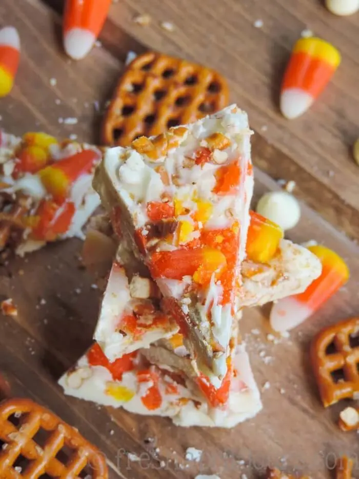 candy corn pretzel bark