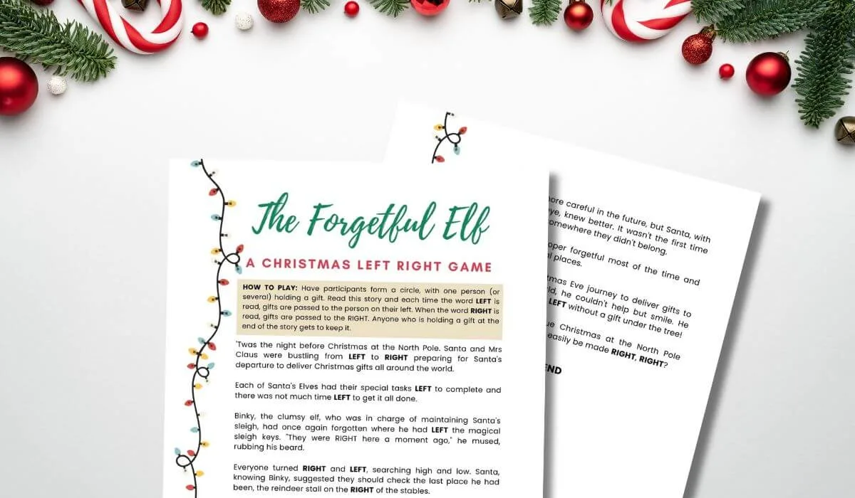 Printable Christmas left right game