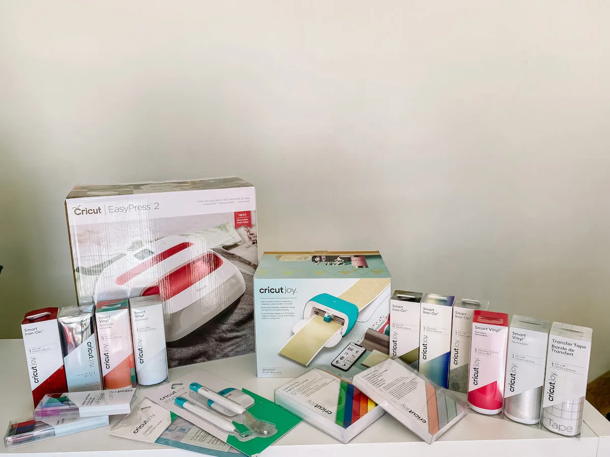 selection of cricut materials and the cricut joy in a box