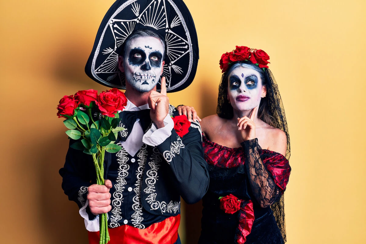 couple dressed up for day of the dead