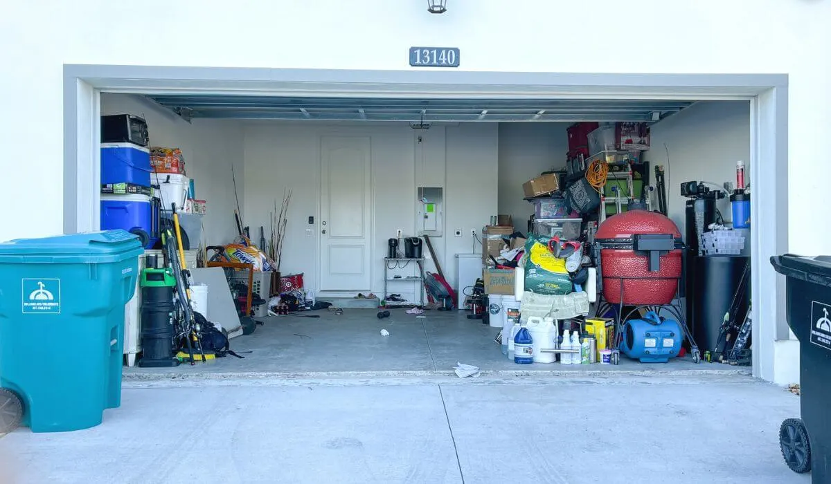 cluttered garage