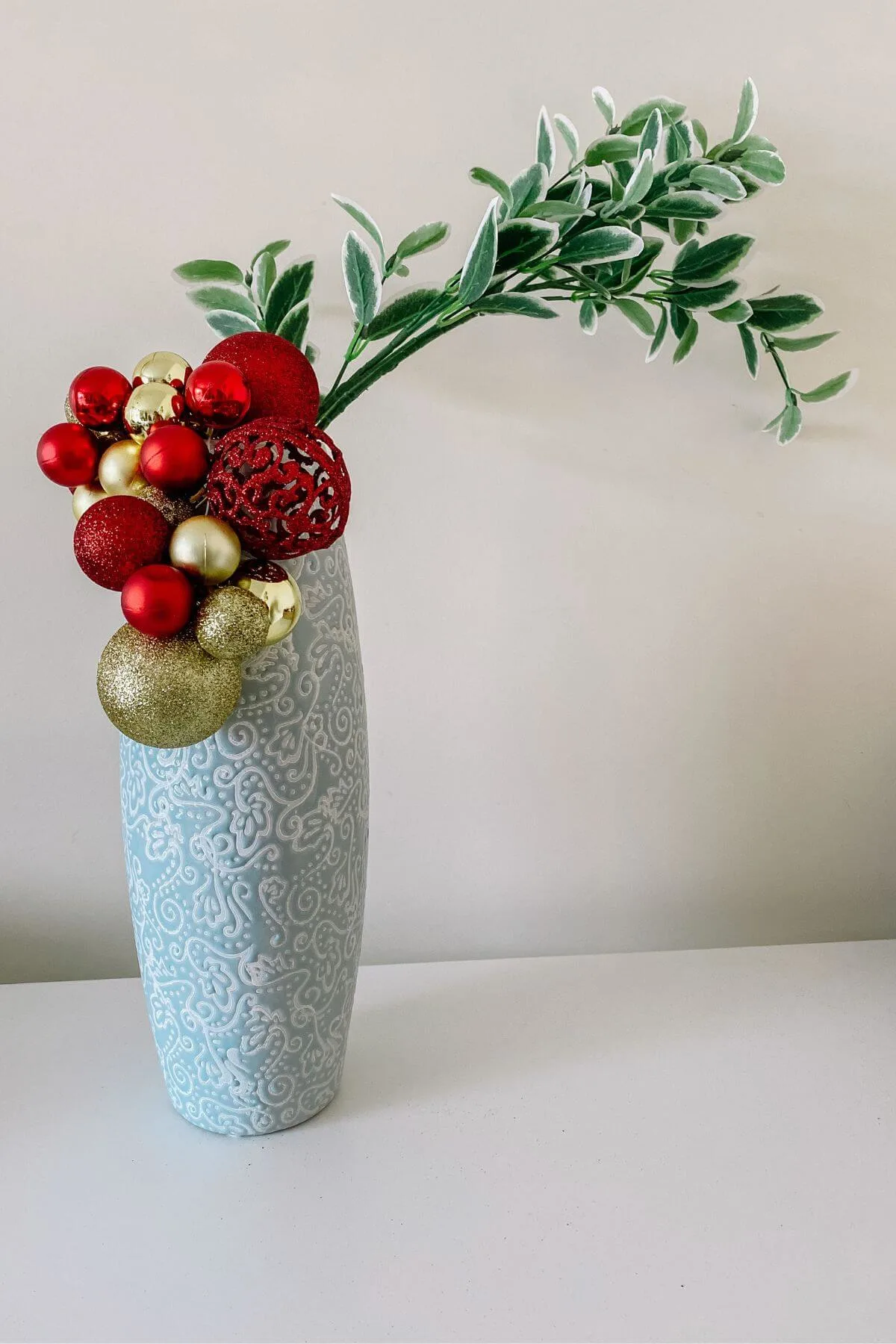 cluster of baubles in a vase