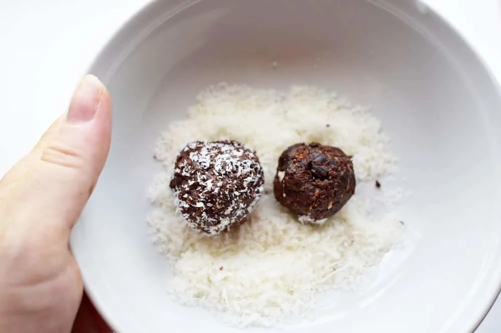 Nut Free Cacao bliss balls with coconut